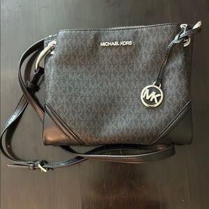 Michael Kors Black Gray and Silver Crossbody Bag